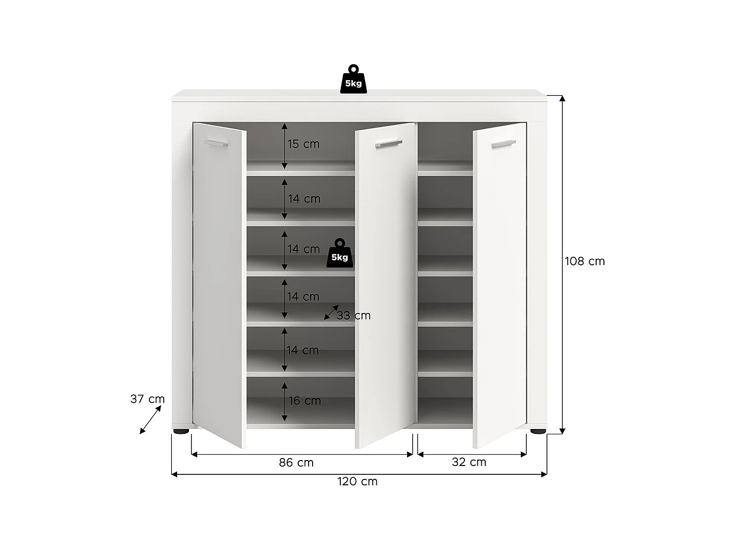 Jam meuble à chaussures 3 portes blanc.