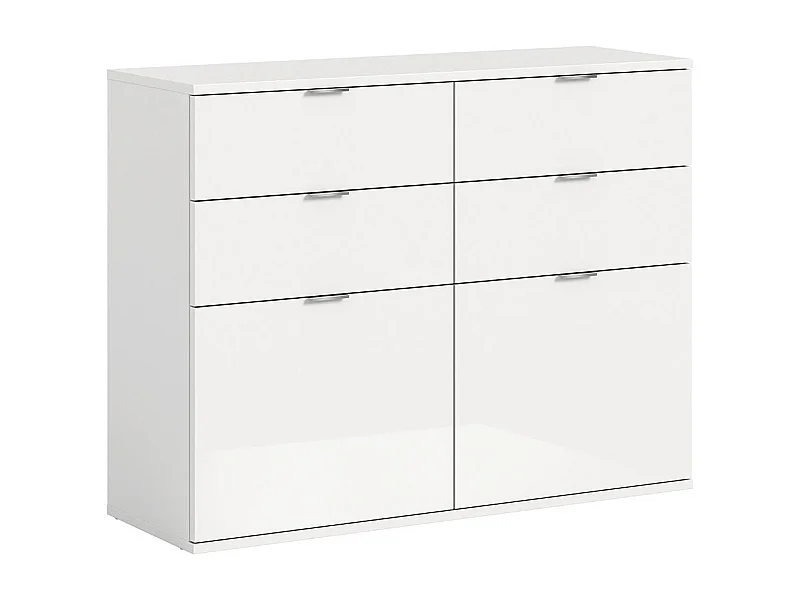 ProjektX meuble à chaussures 4 tiroirs, 2 abattants blanc brillant.