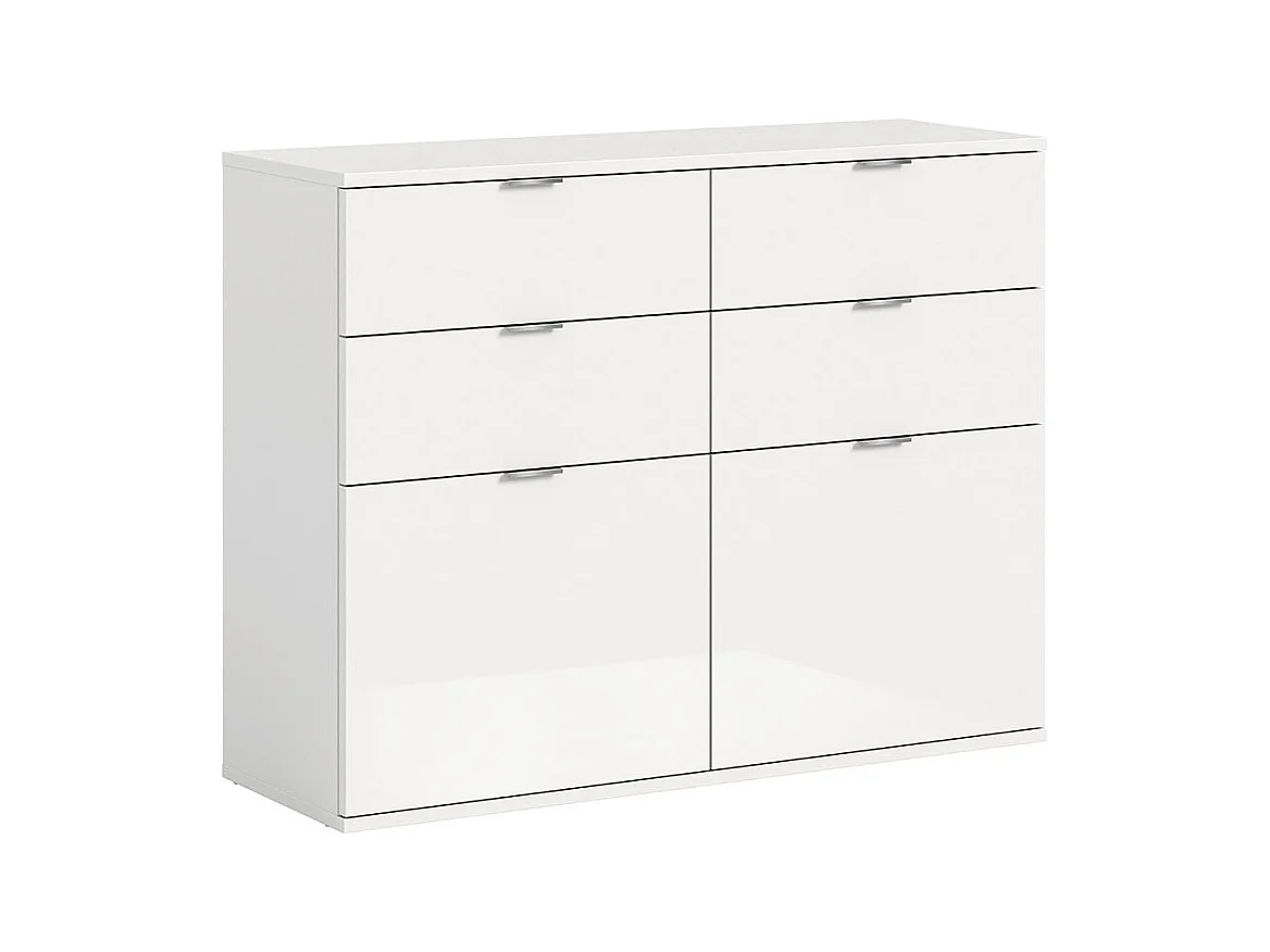 ProjektX meuble à chaussures 4 tiroirs, 2 abattants blanc brillant.