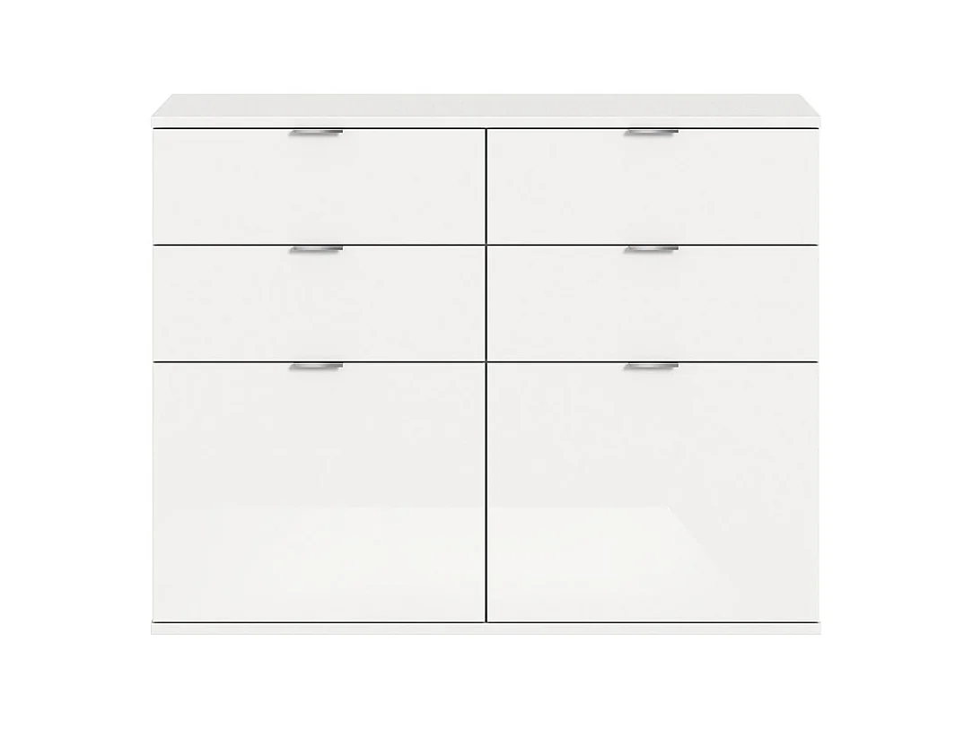 ProjektX meuble à chaussures 4 tiroirs, 2 abattants blanc brillant.
