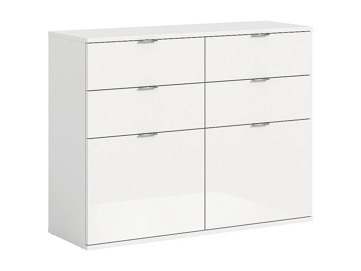ProjektX meuble à chaussures 4 tiroirs, 2 abattants blanc brillant.