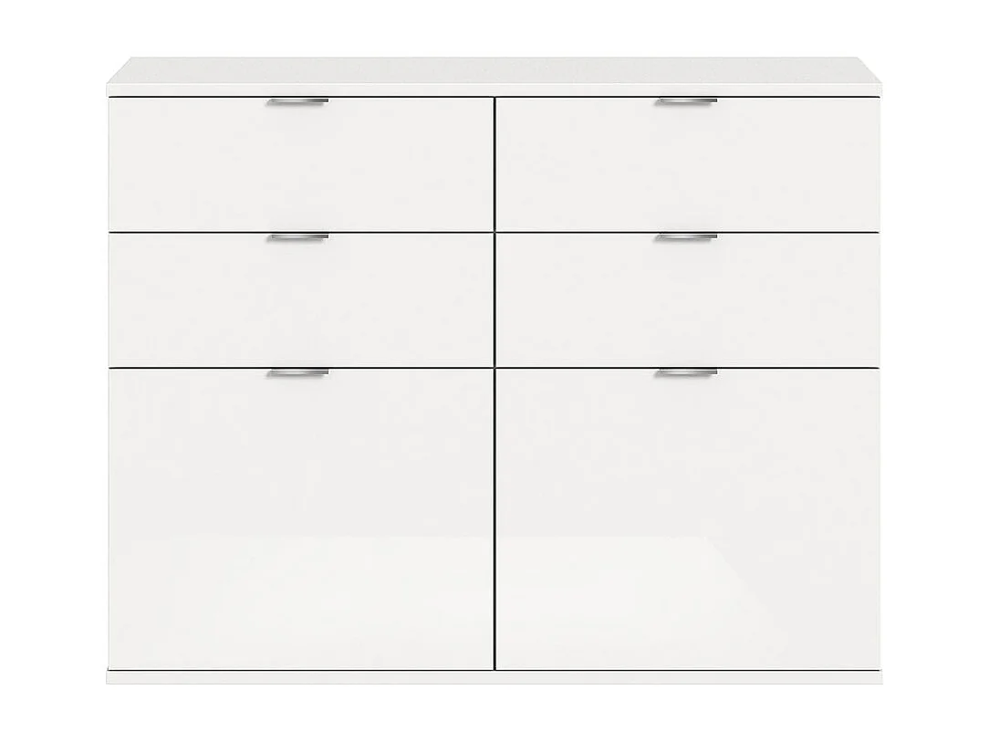 ProjektX meuble à chaussures 4 tiroirs, 2 abattants blanc brillant.