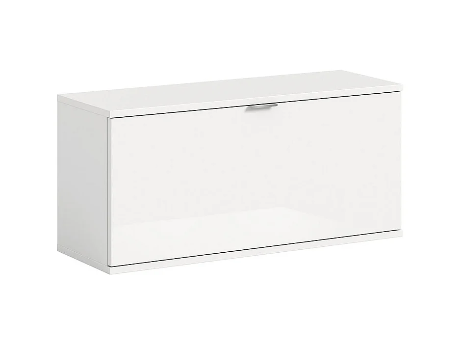 ProjektX meuble à chaussures banc 1 abattant blanc brillant.