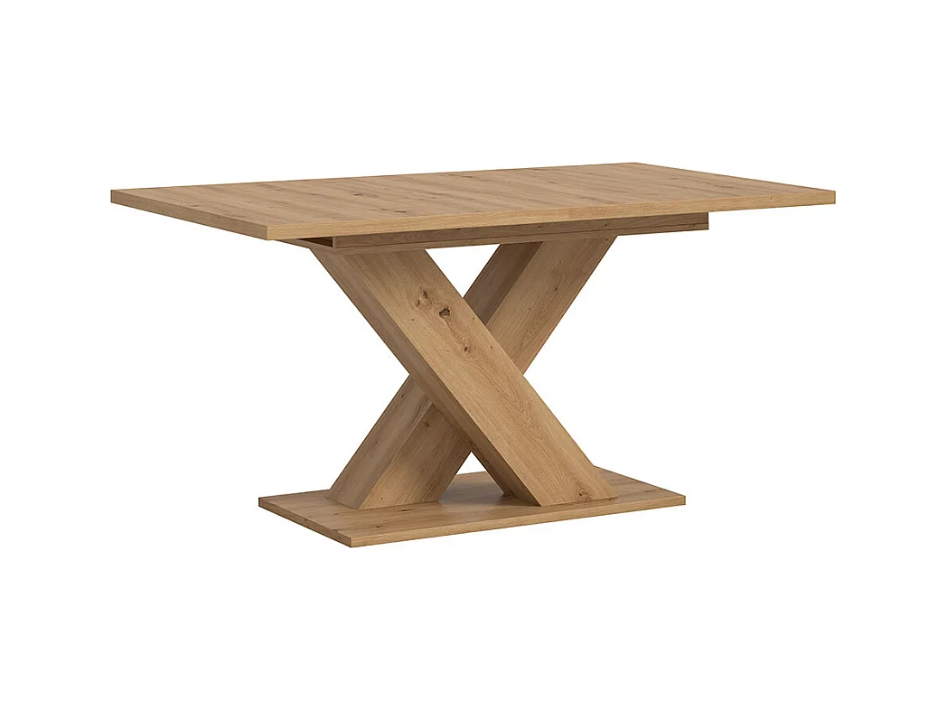 Motion table de salle à manger pieds X 90x150/190 cm avec 1 rallonge chêne décor.