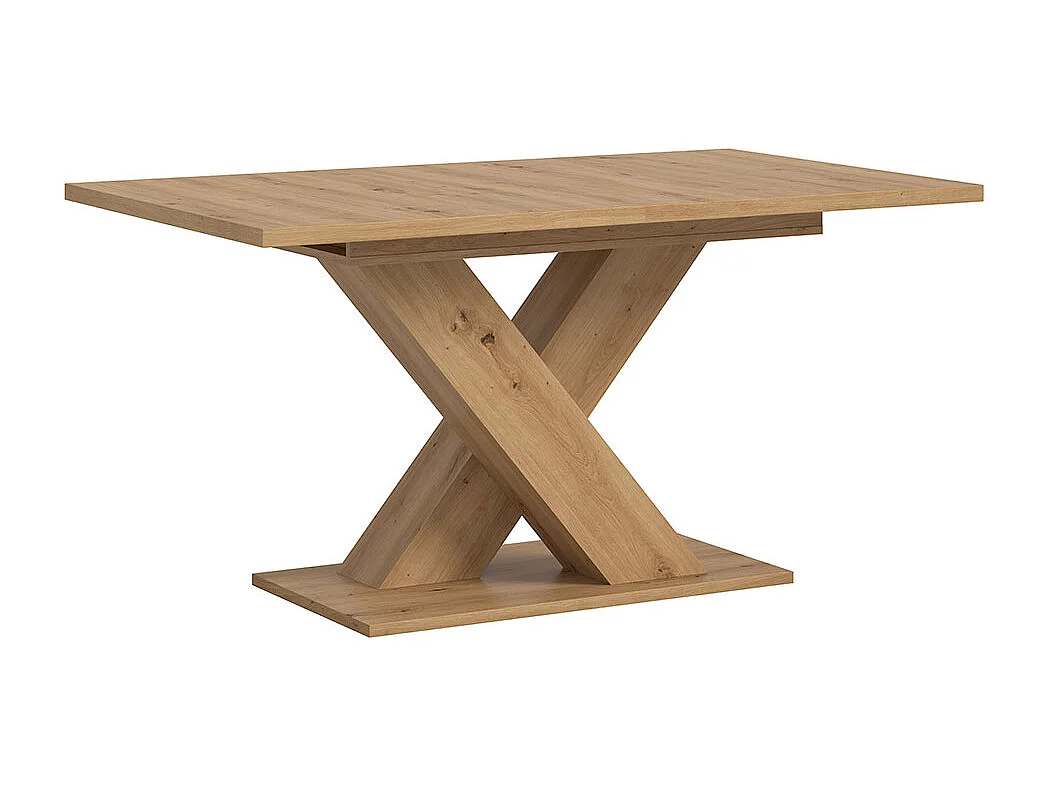 Motion table de salle à manger pieds X 90x150/190 cm avec 1 rallonge chêne décor.