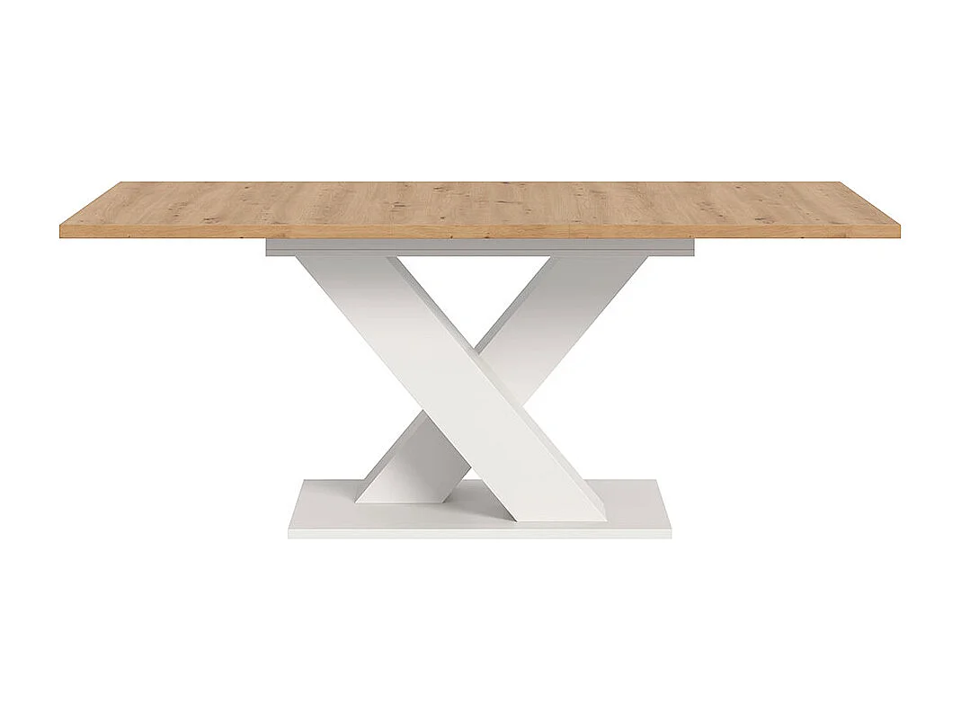 Motion table de salle à manger pieds X 90x150/190 cm avec 1 rallonge chêne décor, blanc.
