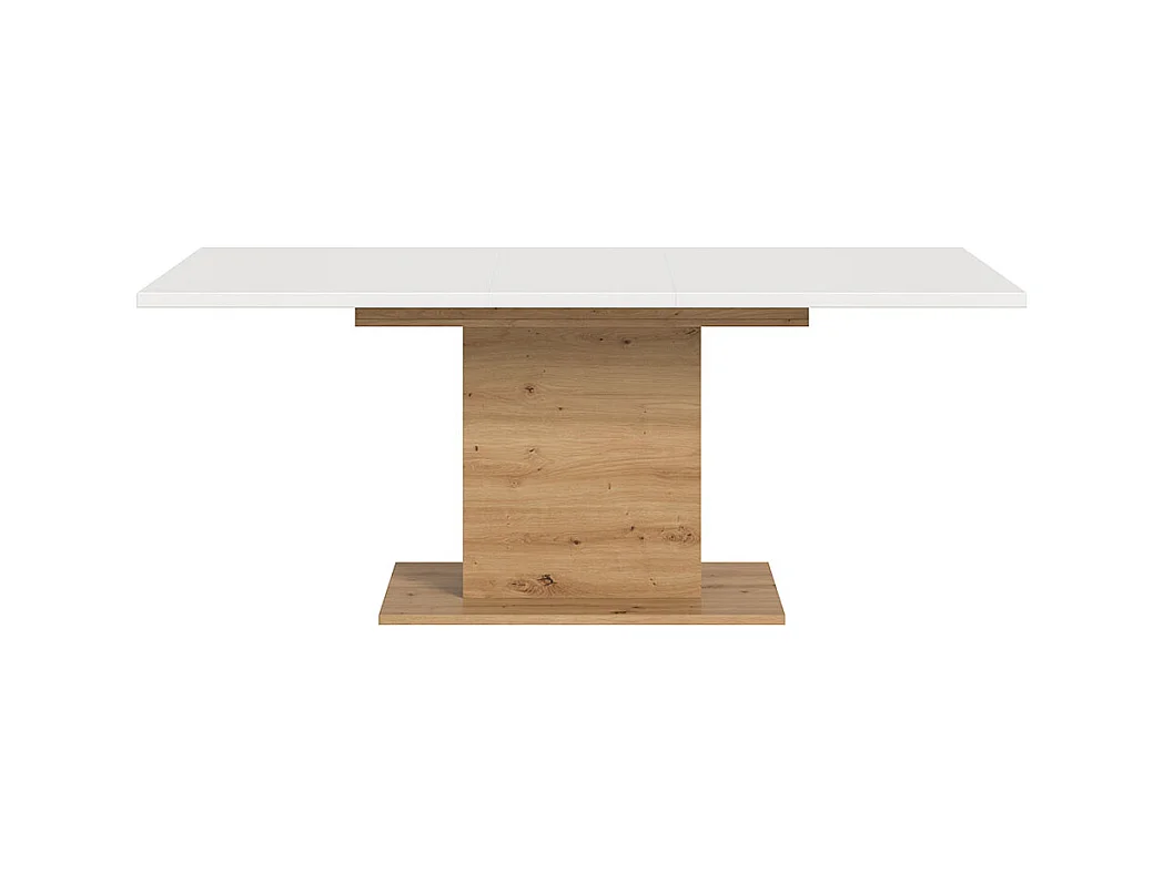 Motion table de salle à manger pied colonne 90x150/190 cm avec 1 rallonge blanc, chêne décor.