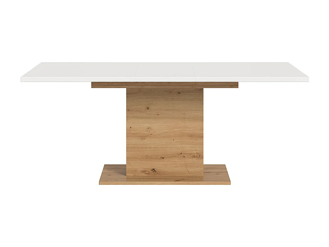 Motion table de salle à manger pied colonne 90x150/190 cm avec 1 rallonge blanc, chêne décor.