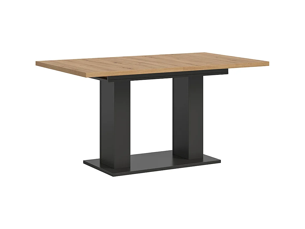 Motion table de salle à manger double colonne 90x150/190 cm avec 1 rallonge chêne décor, gris.