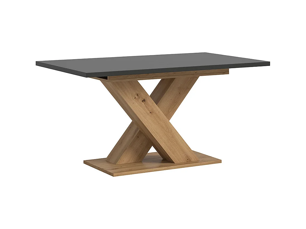 Motion table de salle à manger pieds X 90x150/190 cm avec 1 rallonge gris, chêne décor.