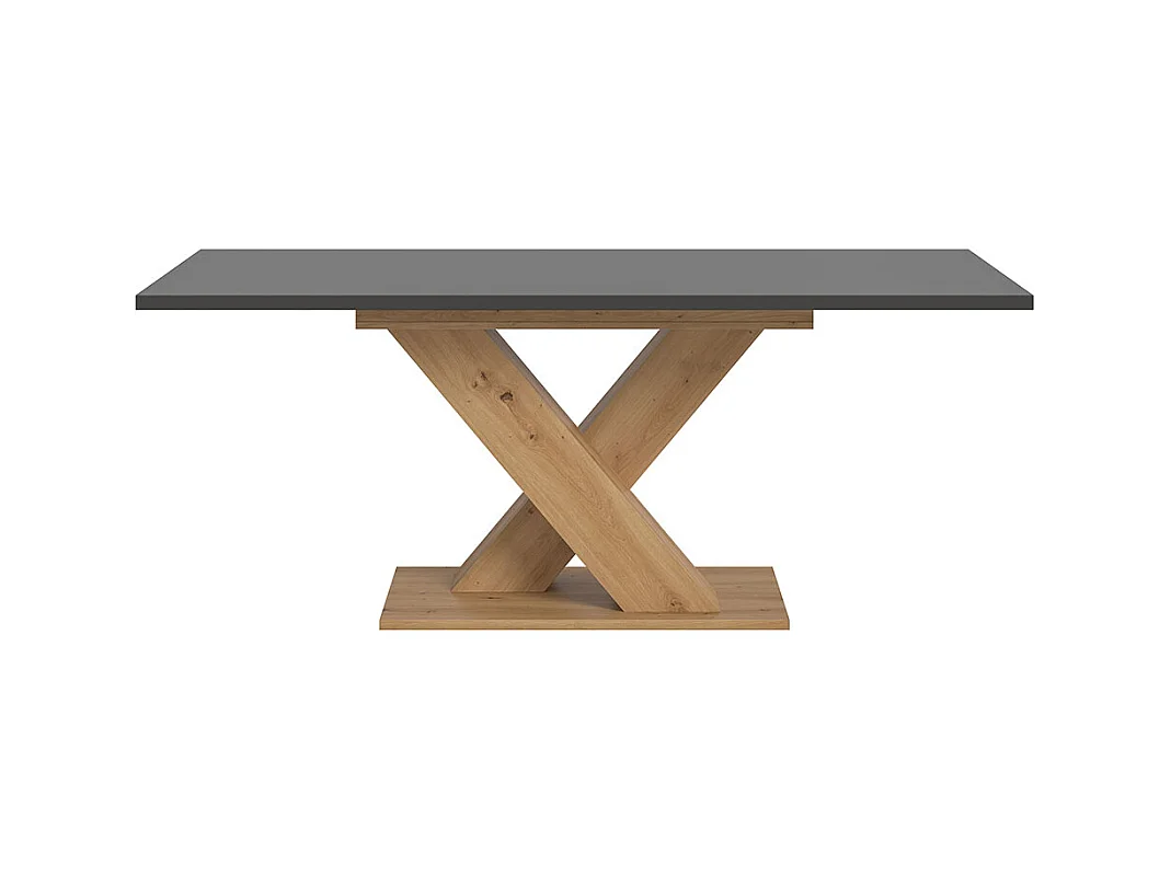 Motion eetkamertafel X-poot 90x150/190cm incl. 1 verlengblad grijs, eik decor.