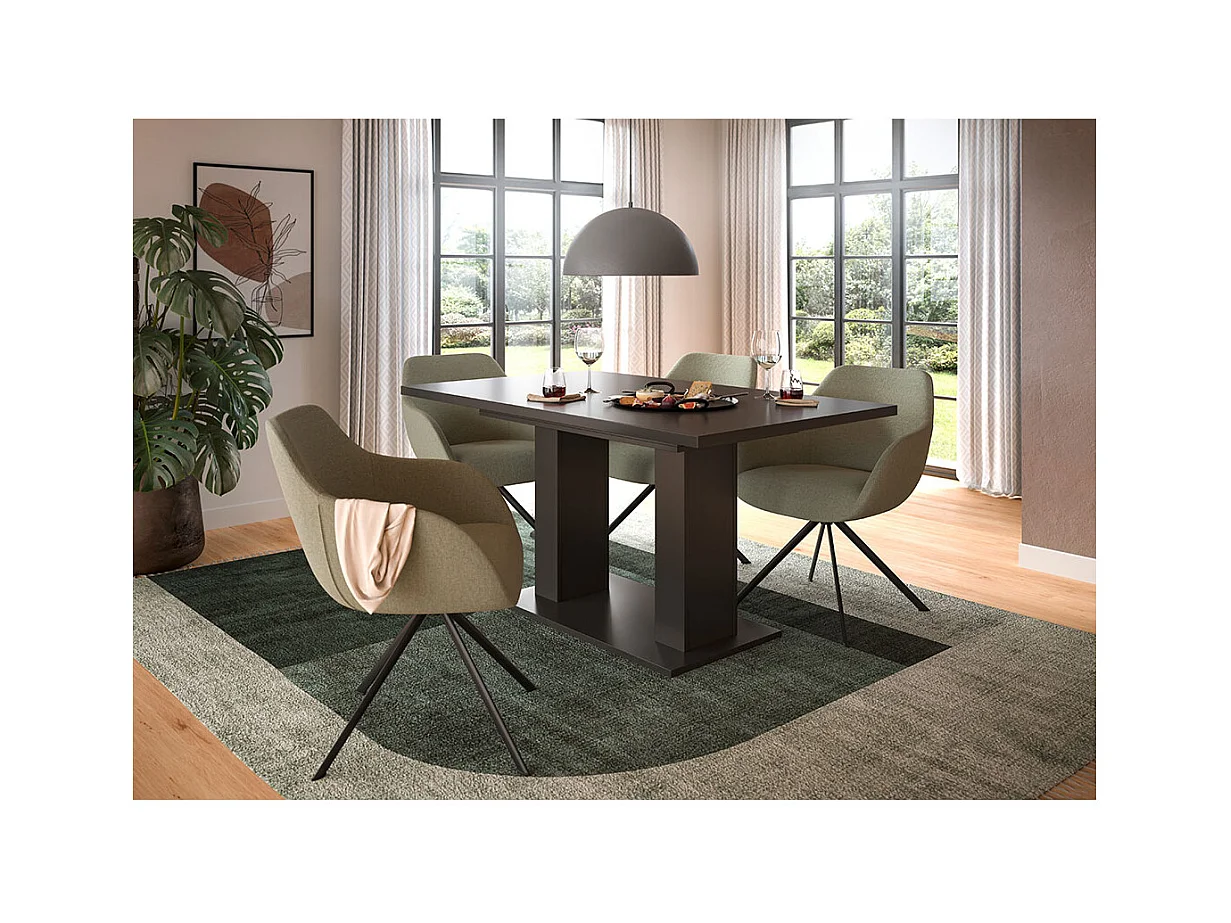 Motion table de salle à manger double colonne 90x150/190 cm avec 1 rallonge gris.