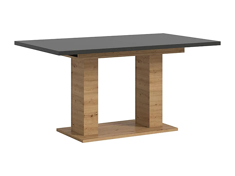 Motion table de salle à manger double colonne 90x150/190 cm avec 1 rallonge gris, chêne décor.