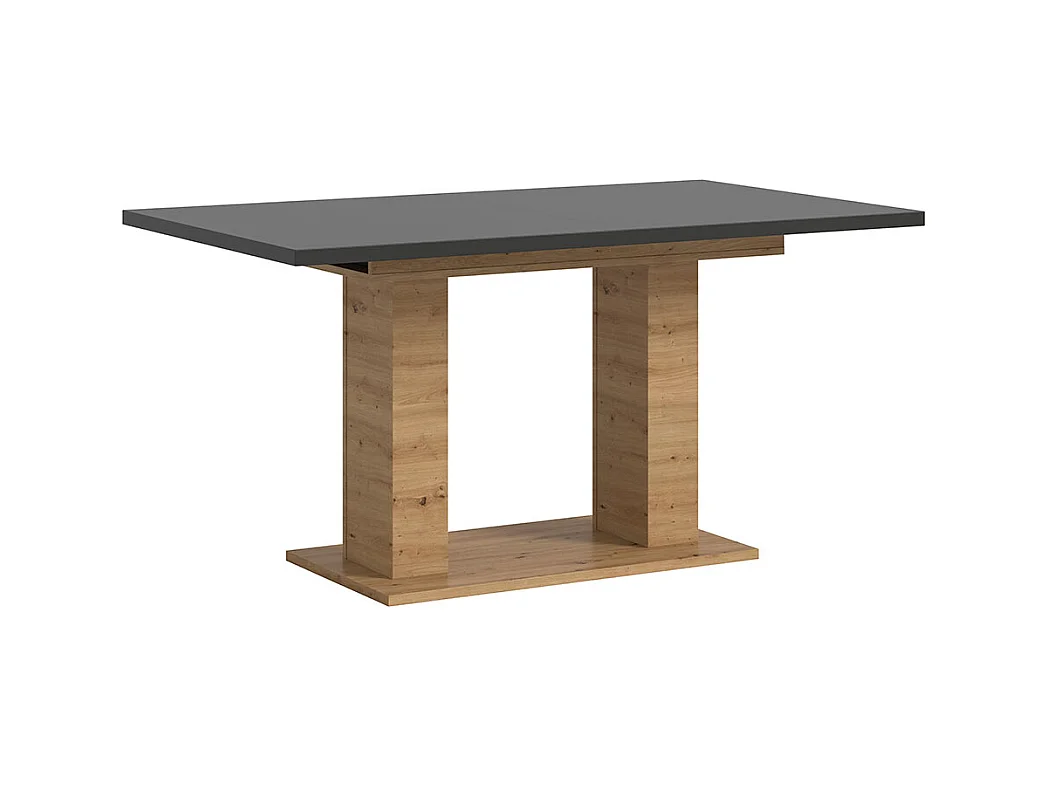 Motion table de salle à manger double colonne 90x150/190 cm avec 1 rallonge gris, chêne décor.