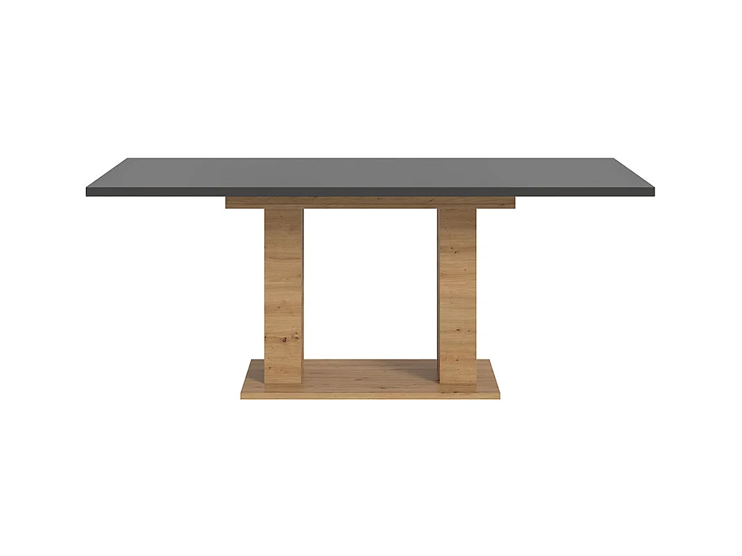 Motion table de salle à manger double colonne 90x150/190 cm avec 1 rallonge gris, chêne décor.