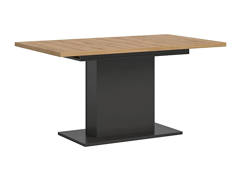 Motion table de salle à manger pied colonne 90x150/190 cm avec 1 rallonge chêne décor, gris.