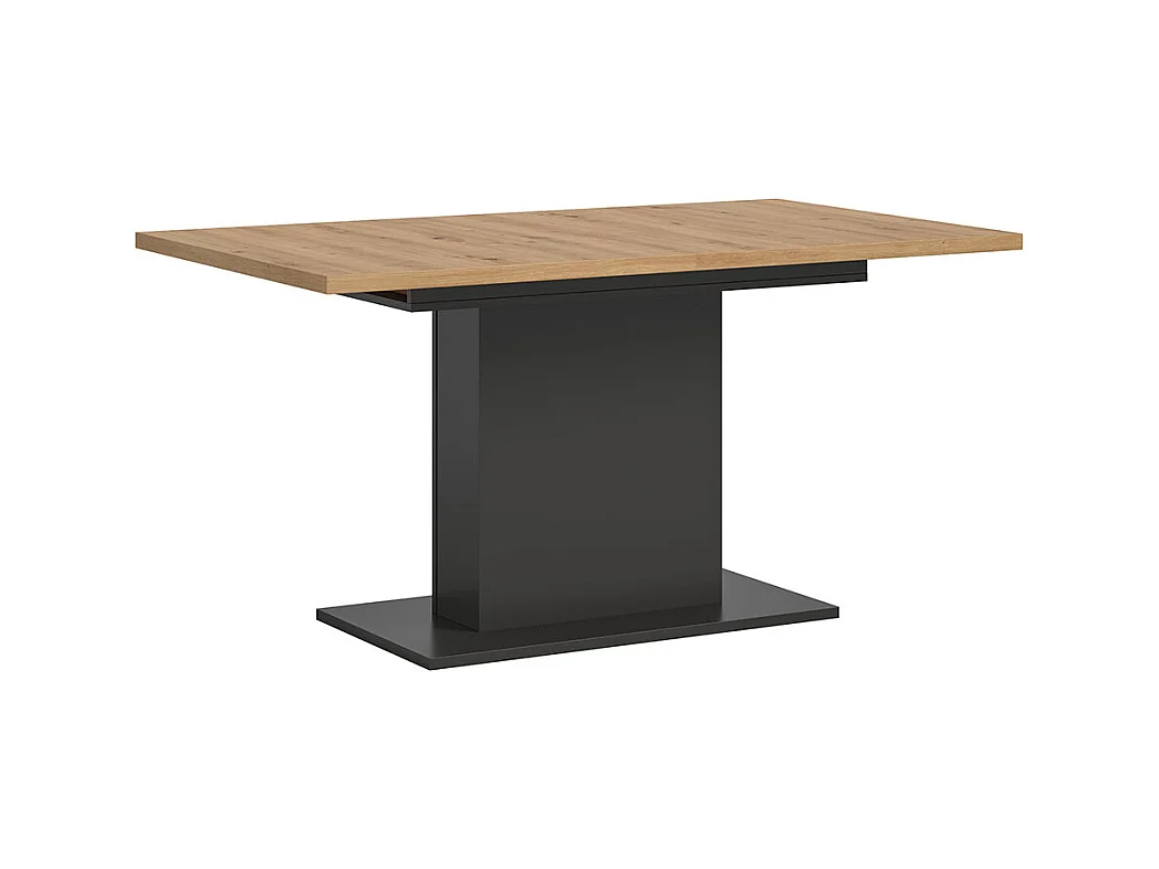 Motion table de salle à manger pied colonne 90x150/190 cm avec 1 rallonge chêne décor, gris.