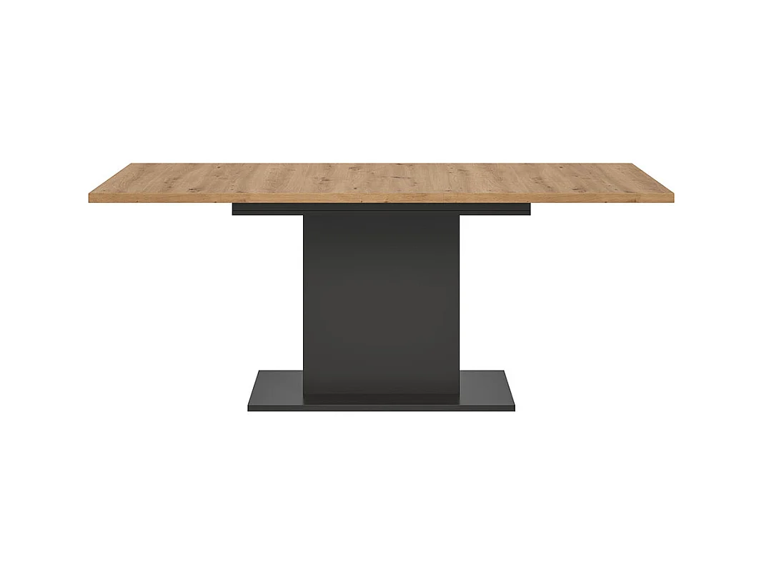 Motion table de salle à manger pied colonne 90x150/190 cm avec 1 rallonge chêne décor, gris.