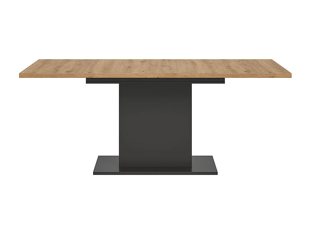 Motion eetkamertafel zuilpoot 90x150/190cm incl. 1 verlengblad eik decor, grijs.