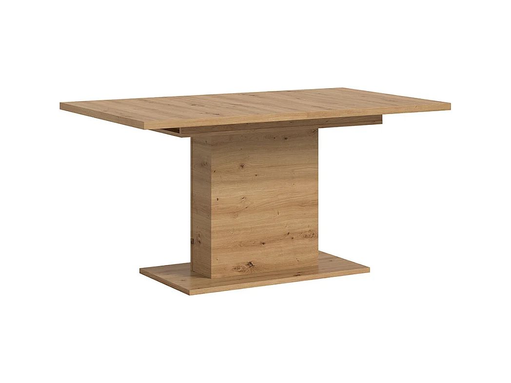 Motion table de salle à manger pied colonne 90x150/190 cm avec 1 rallonge chêne décor.