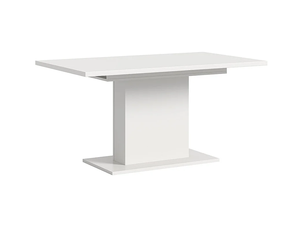 Motion eetkamertafel zuilpoot 90x150/190cm incl. 1 verlengblad wit.