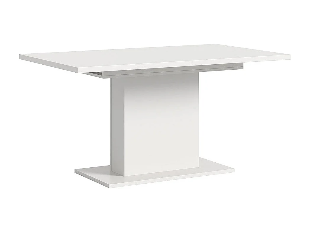 Motion Esstisch Säulenfuß 90x150/190cm inkl. 1 Einlegeplatte weiß.