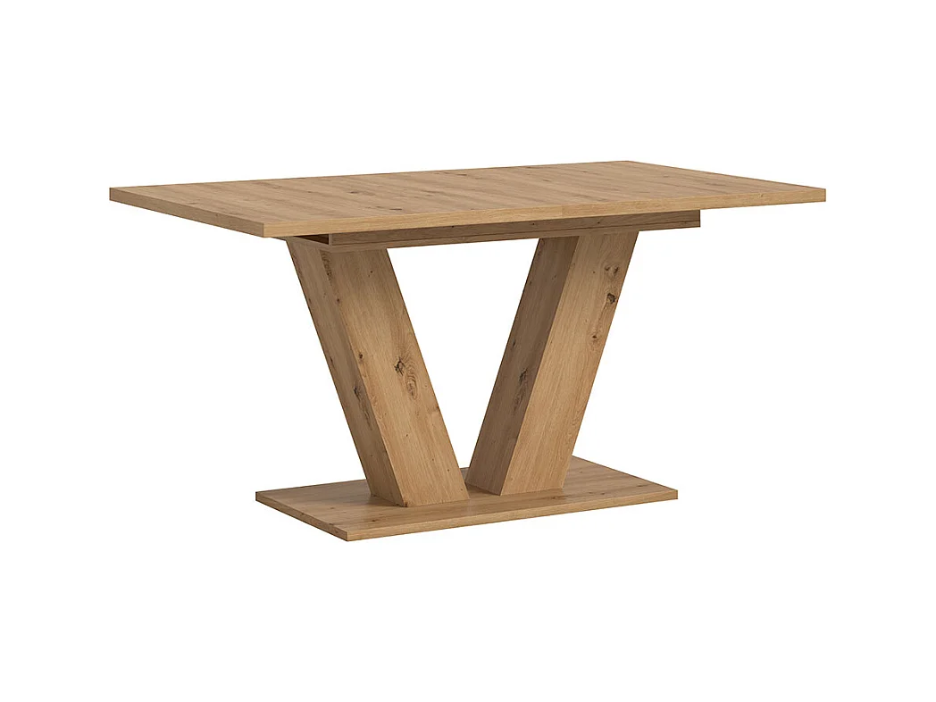 Motion table de salle à manger pieds V 90x150/190 cm avec 1 rallonge chêne décor.