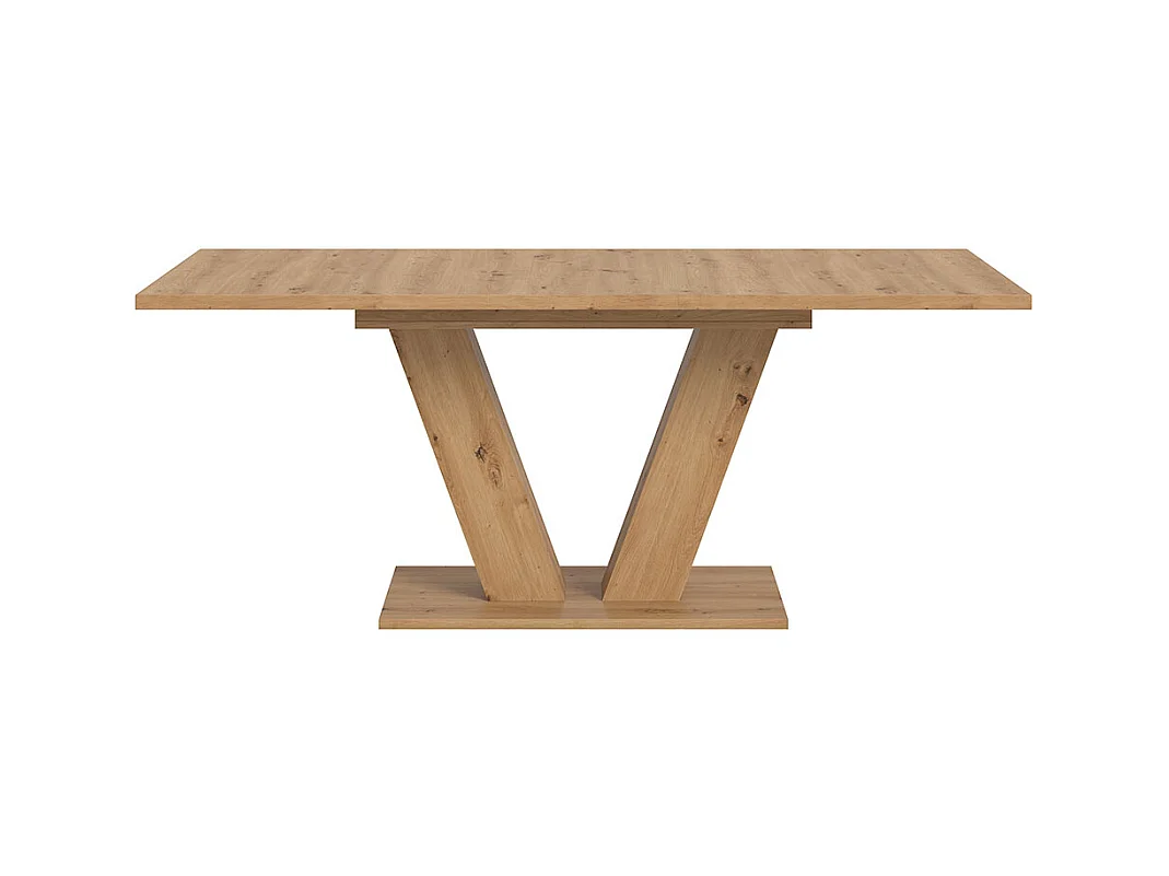 Motion table de salle à manger pieds V 90x150/190 cm avec 1 rallonge chêne décor.