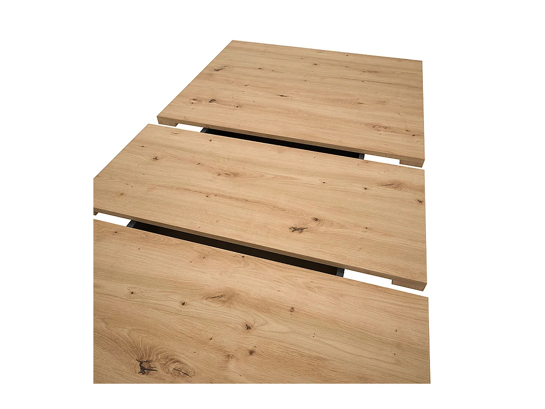 Motion table de salle à manger pieds V 90x150/190 cm avec 1 rallonge chêne décor.