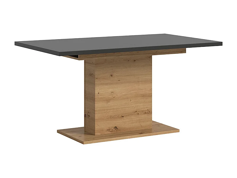 Motion table de salle à manger pied colonne 90x150/190 cm avec 1 rallonge gris, chêne décor.