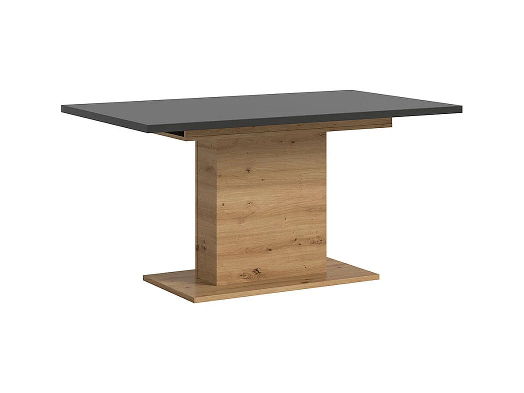 Motion table de salle à manger pied colonne 90x150/190 cm avec 1 rallonge gris, chêne décor.
