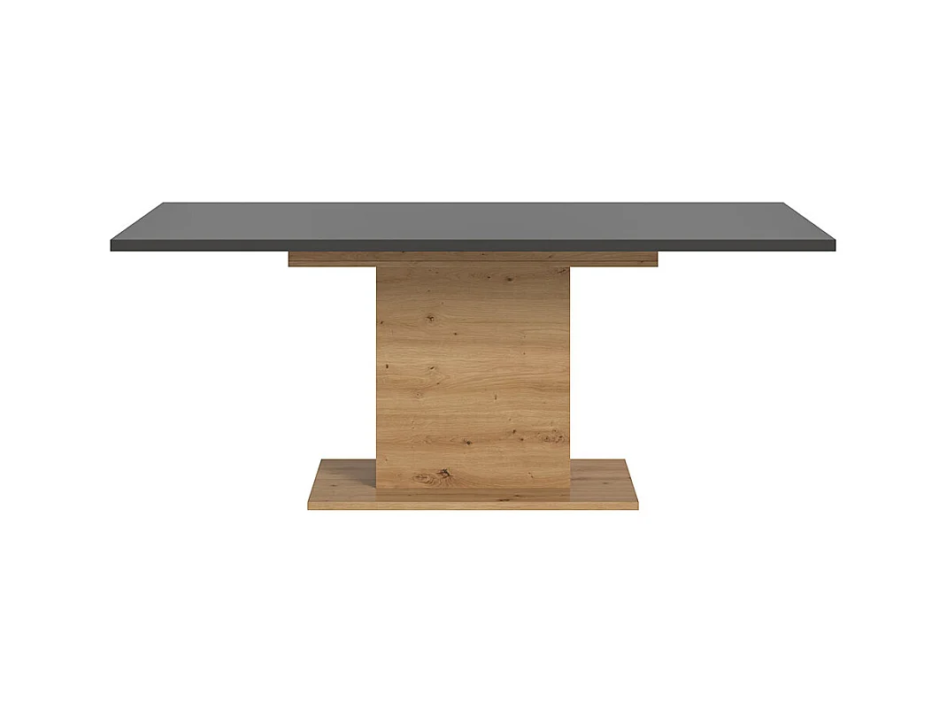 Motion table de salle à manger pied colonne 90x150/190 cm avec 1 rallonge gris, chêne décor.