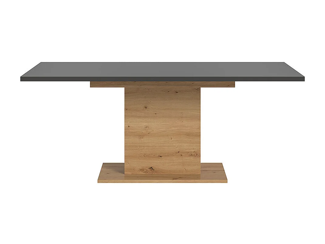 Motion Esstisch Säulenfuß 90x150/190cm inkl. 1 Einlegeplatte grau, Eiche Dekor.