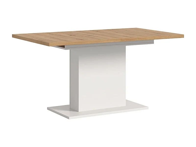 Motion eetkamertafel zuilpoot 90x150/190cm incl. 1 verlengblad eik decor, wit.