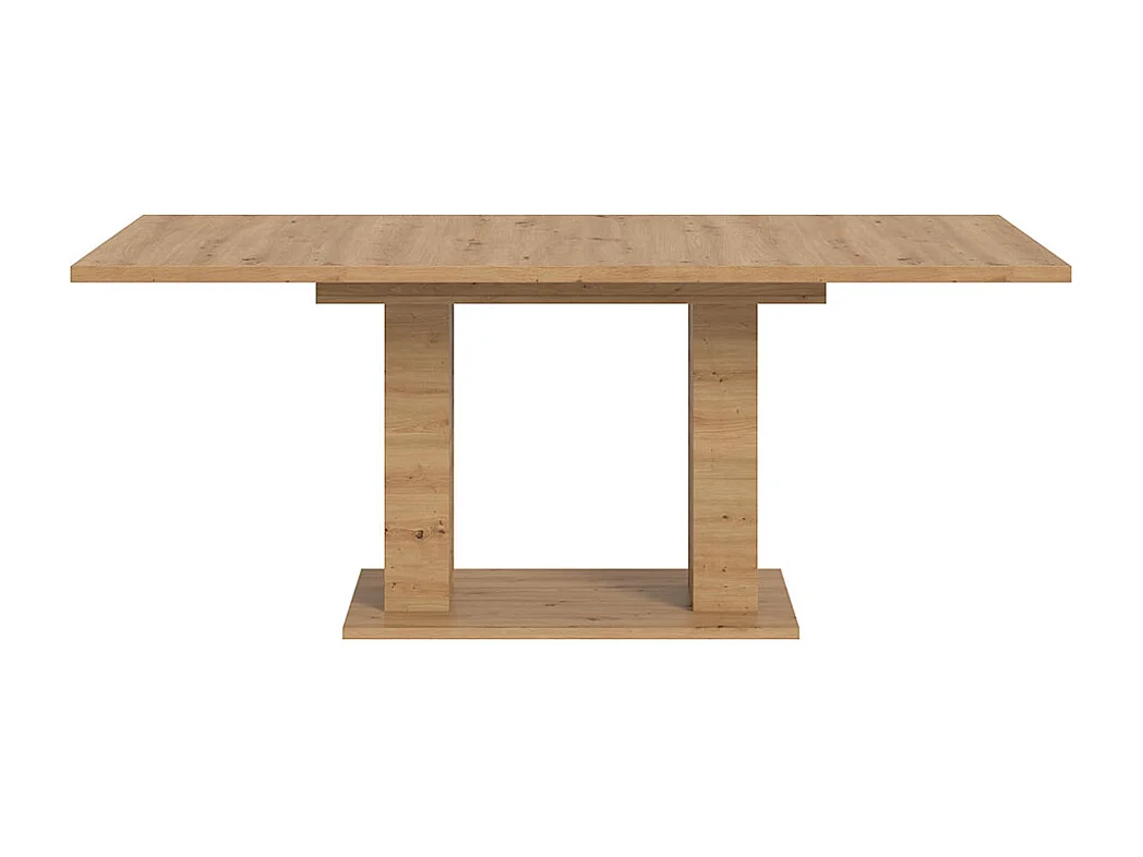 Motion eetkamertafel dubbele zuilpoot 90x150/190cm incl. 1 verlengblad eik decor.