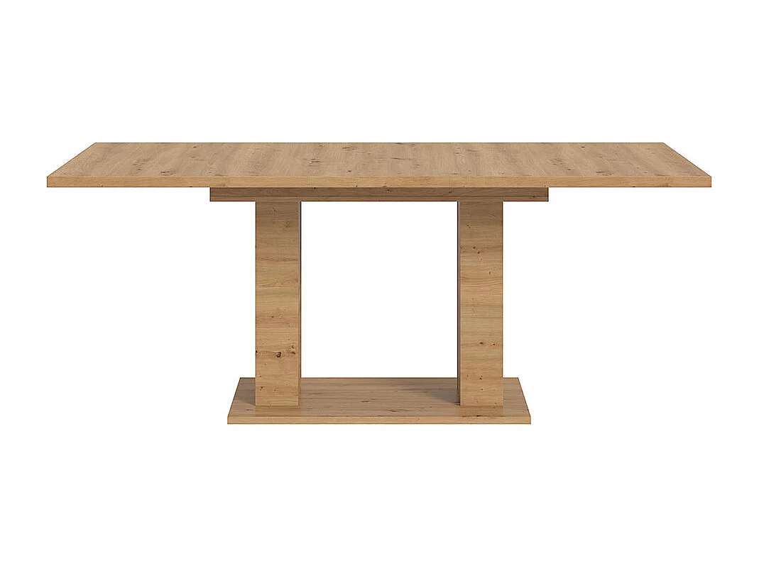 Motion eetkamertafel dubbele zuilpoot 90x150/190cm incl. 1 verlengblad eik decor.