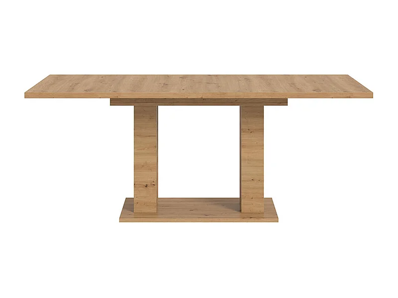 Motion eetkamertafel dubbele zuilpoot 90x150/190cm incl. 1 verlengblad eik decor.