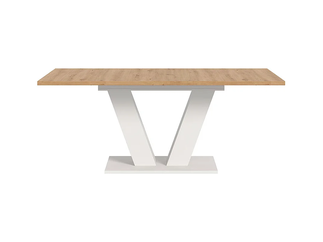 Motion table de salle à manger pieds V 90x150/190 cm avec 1 rallonge chêne décor, blanc.