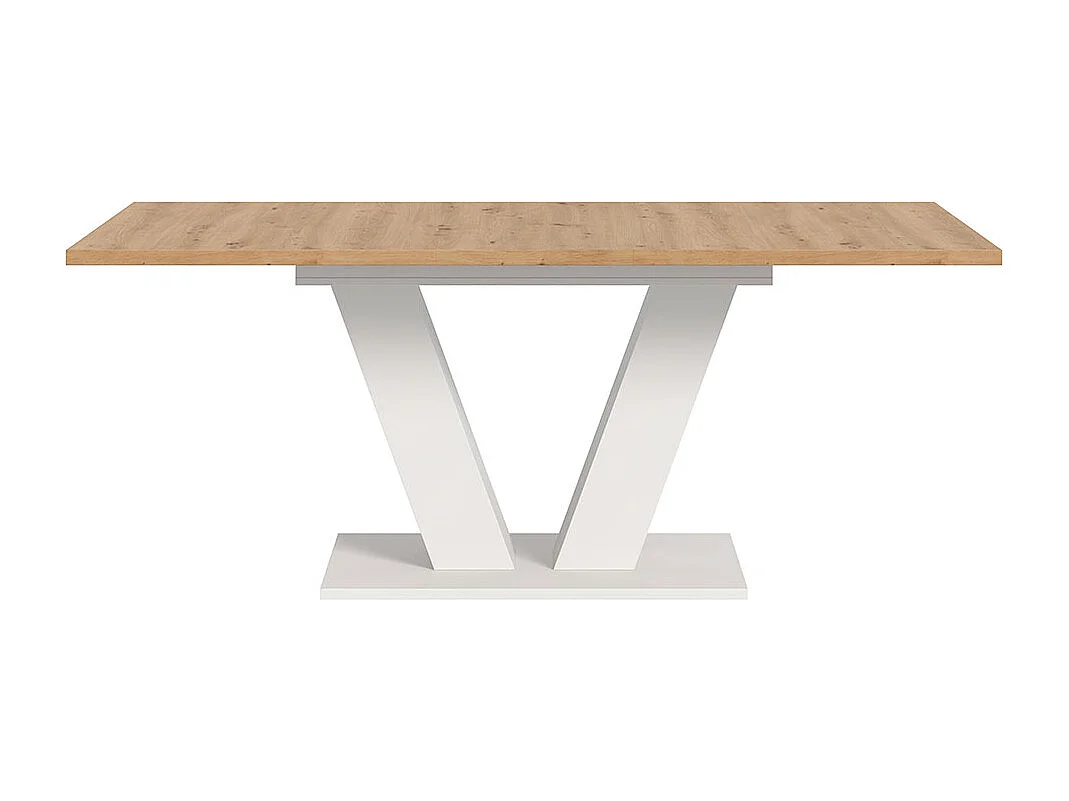 Motion table de salle à manger pieds V 90x150/190 cm avec 1 rallonge chêne décor, blanc.