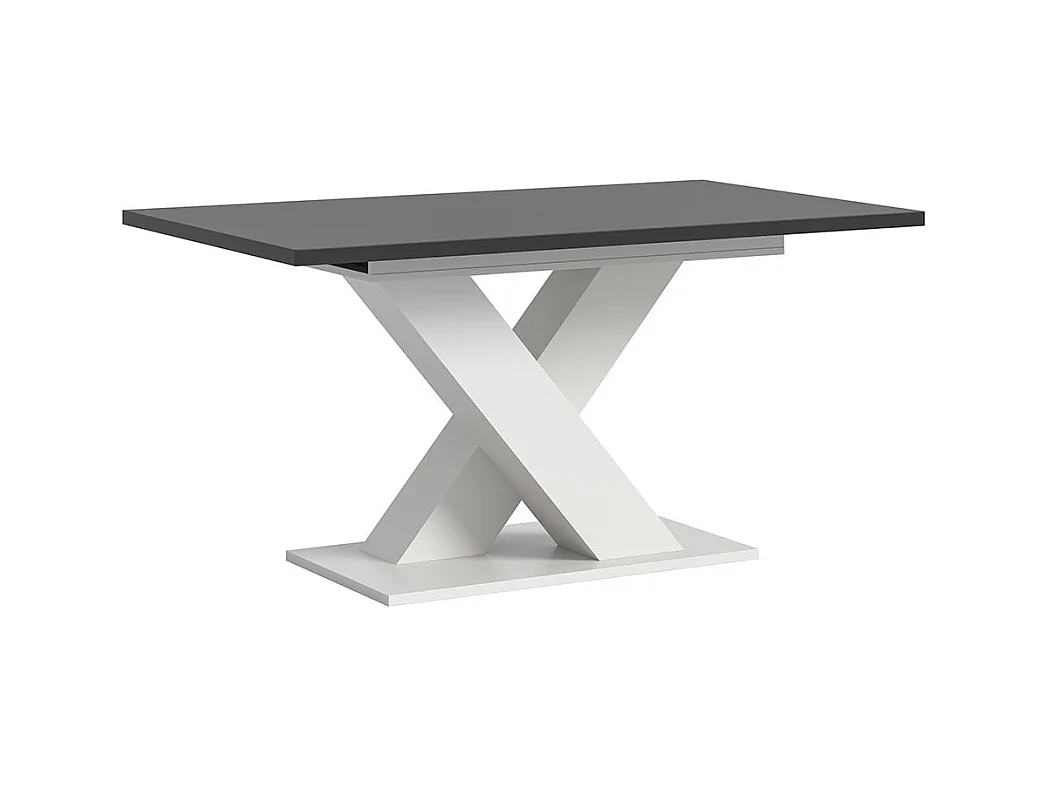 Motion table de salle à manger pieds X 90x150/190 cm avec 1 rallonge gris, blanc.