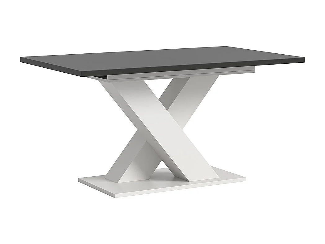 Motion table de salle à manger pieds X 90x150/190 cm avec 1 rallonge gris, blanc.