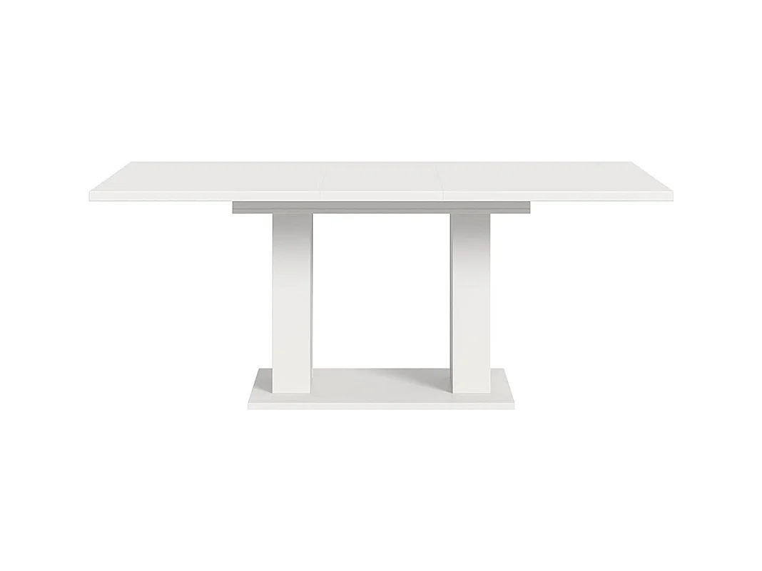 Motion table de salle à manger double colonne 90x150/190 cm avec 1 rallonge blanc.