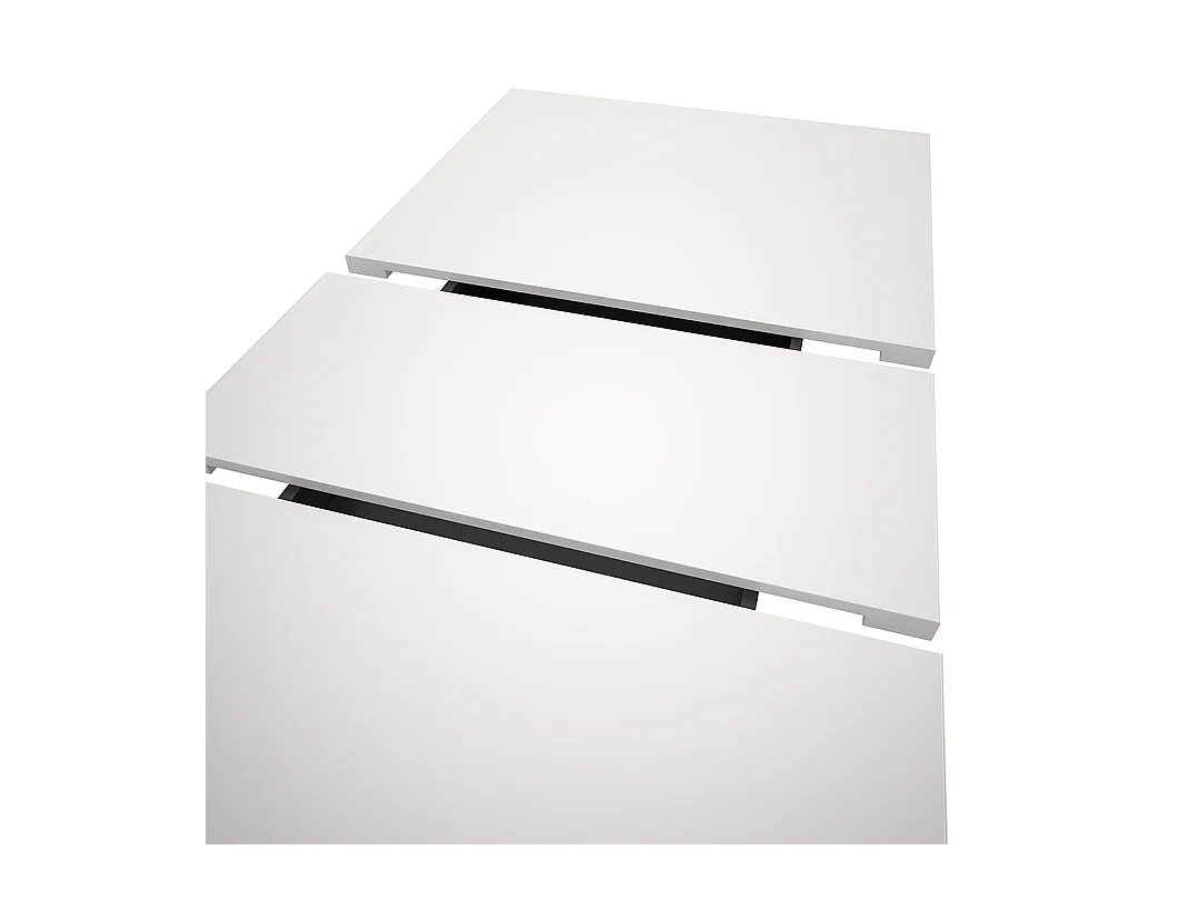 Motion table de salle à manger double colonne 90x150/190 cm avec 1 rallonge blanc.