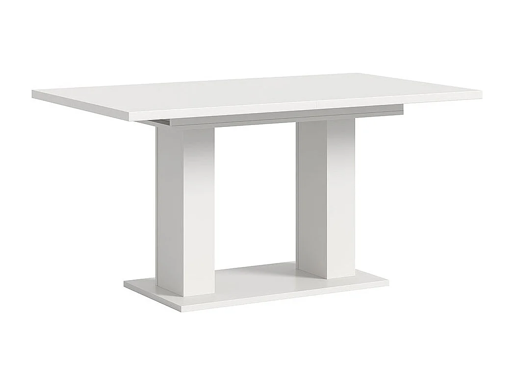 Motion Esstisch Doppelsäulenfuß 90x150/190cm inkl. 1 Einlegeplatte weiß.