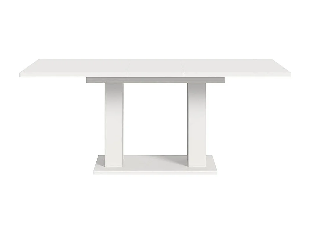 Motion Esstisch Doppelsäulenfuß 90x150/190cm inkl. 1 Einlegeplatte weiß.