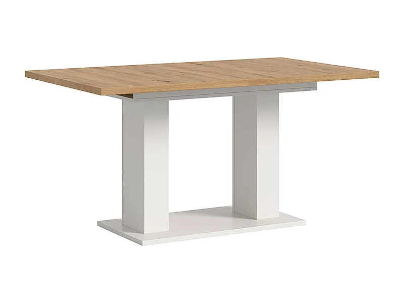 Motion table de salle à manger double colonne 90x150/190 cm avec 1 rallonge chêne décor, blanc.
