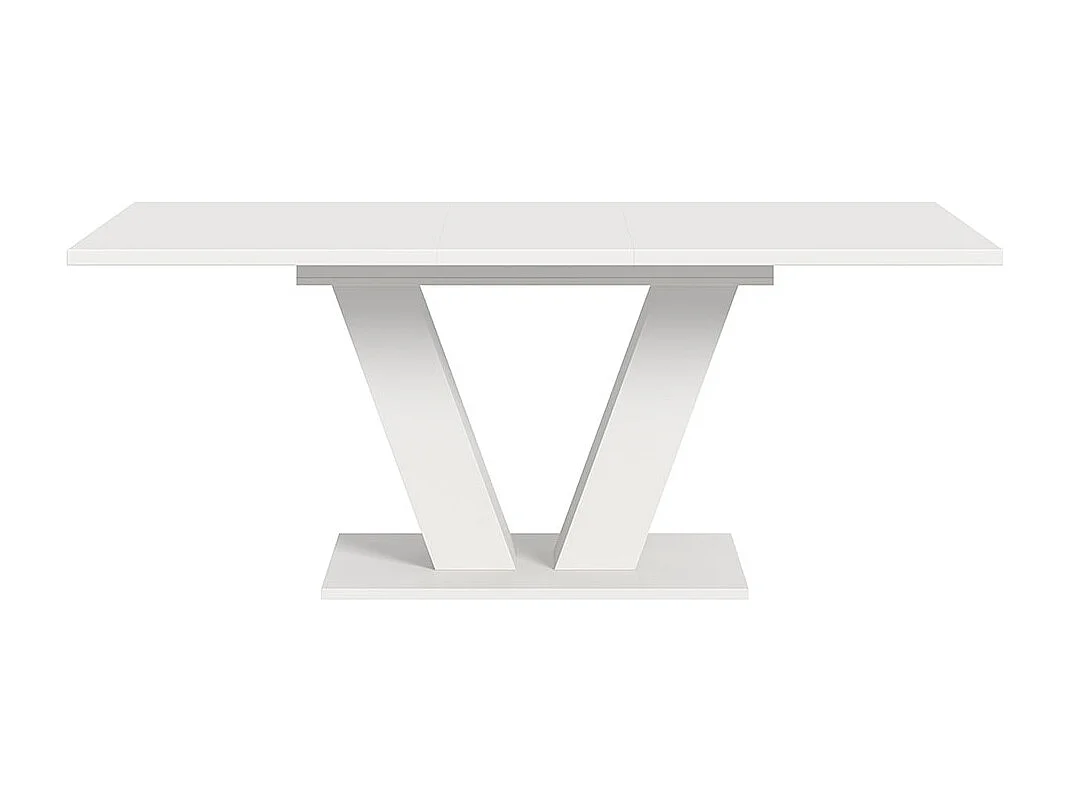 Motion table de salle à manger pieds V 90x150/190 cm avec 1 rallonge blanc.