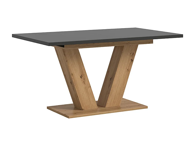 Motion table de salle à manger pieds V 90x150/190 cm avec 1 rallonge gris, chêne décor.