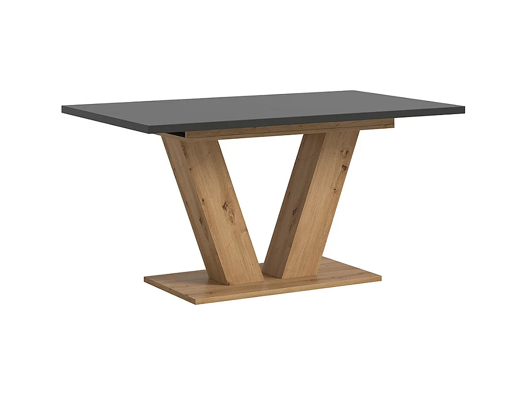 Motion table de salle à manger pieds V 90x150/190 cm avec 1 rallonge gris, chêne décor.