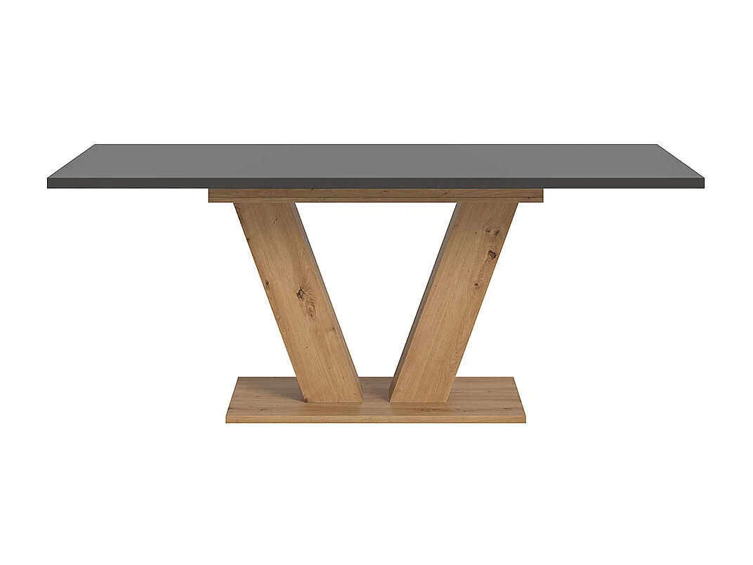 Motion Esstisch V-Fuß 90x150/190cm inkl. 1 Einlegeplatte grau, Eiche Dekor.